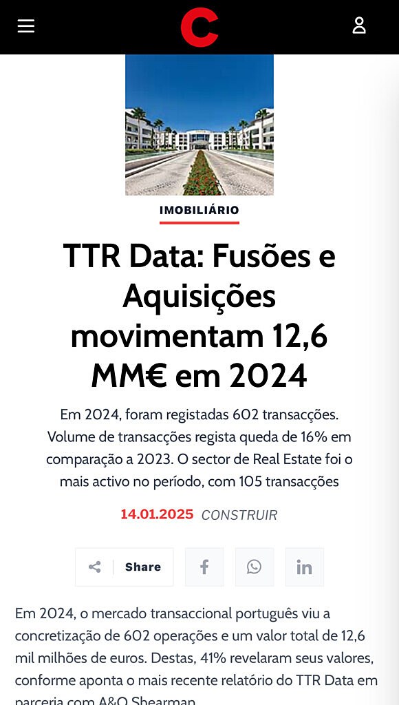 TTR Data: Fuses e Aquisies movimentam 12,6 MM em 2024